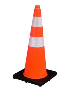 حركة مرور مخروطية من كلوريد البولي فينيل عاكسة بارتفاع ثقيل أحمر وأسود بحجم قاعدة من من من من من من من من من من من من من من من من من من من من من من من أجل الطرق الحضرية والطرق السريعة - Product Image 3