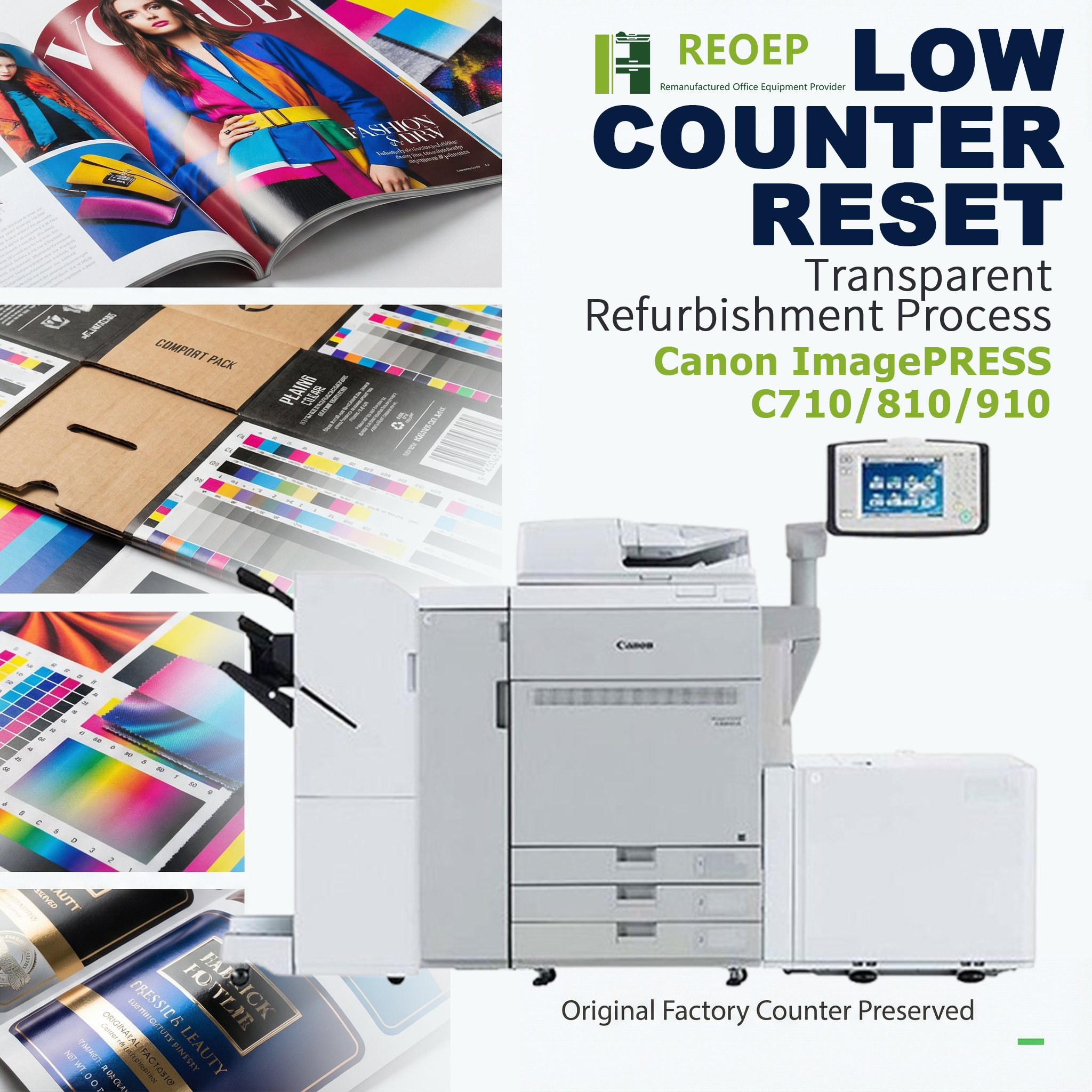 REOEP Photocopieuse For Canon Image Press C710 C810 C910 A3 Color Laser Printer Copier High Speed 70/80/90ppm