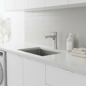 حنفية حمام عصرية من الفولاذ المقاوم للصدأ المصقول 201 مع مقبض واحد وصمام سيراميك لحوض الحمام - Product Image 3