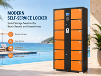 Casier de rangement extérieur intelligent à 12 compartiments pour la plage, armoire électronique en libre-service avec serrure à code numérique, étanche et résistant à la rouille, assemblé