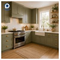 Armoires de rangement élégantes en placage de bois de cerisier au design modulaire, armoires de cuisine en bois pour les salles à manger de villas résidentielles haut de gamme