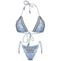 Mode d'été personnalisée de haute qualité Jeans déchirés Bikini sexy pour femmes Vêtements de plage 2 pièces ensemble maillot de bain
