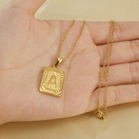 Qiuhan 18K or carré marque en acier inoxydable Hip Hop mode lettre collier
