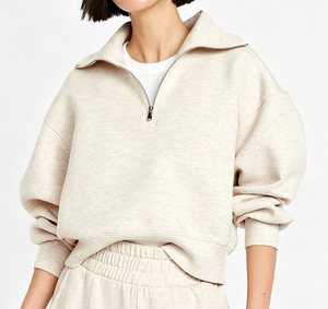 Sudadera deportiva personalizada con cremallera de 1/4 para mujer, de algodón y poliéster, con cuello tipo embudo, tipo jersey de forro polar - Product Image 3