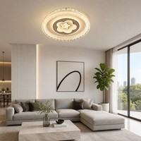 Plafonnier rond contemporain en cristal, motif fleur à cinq pétales, éclat étoilé, trois couleurs, intensité variable, montage encastré, moderne, pour chambre et salon