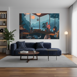Modern City View Lo-fi Anime Room Printed Canvas Art,<b>WRAPPED</b> CANVAS - Product Image 3