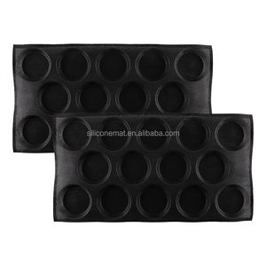 14-Fach Hamburgerförmige Schwarze Hohlbrötchenform - Hitzebeständig, Leicht zu Entformen, Anpassbare Gewerbliche Backform - Product Image 1