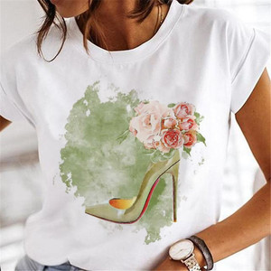 T-shirt blanc femme coupe du vin T-shirt imprimé Harajuku haut décontracté motif graphique grande taille filles à manches courtes vêtements T-Shirt - Product Image 6