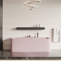 Baignoire autoportante en pierre artificielle de couleur personnalisée, forme rectangulaire, capacité de 60 gallons+, garantie de 5 ans pour une utilisation en intérieur