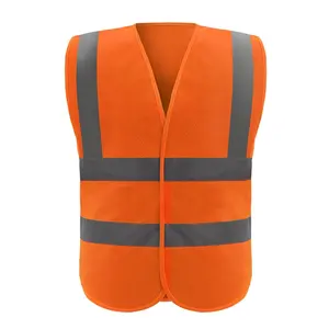 热卖高能见度橙色建筑交通安全反光背心，带4件套高光反光带