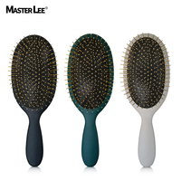 Brosse à cheveux ovale en ABS avec logo personnalisé, massage du cuir chevelu, finition mate douce, brosse à cheveux en métal plaqué or, trois couleurs