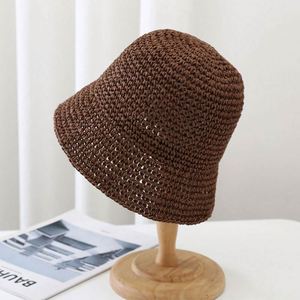 Chapeau de paille pliable en crochet tricoté tendance pour femme, protection solaire, en gros, en stock, pour la plage - Product Image 2
