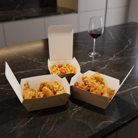 Bol en papier carré jetable épaissi avec couvercle intégré, boîte à lunch anti-fuite pour salade, pâtes, boîte à repas rapide