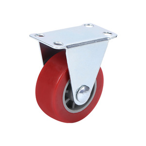 Red Fixed <b>Caster</b> <b>Wheel</b> 1.5 Inch Polyurethane Industrial Use Ball Bearing Firm Tread Wear Resistance - Product Image 4