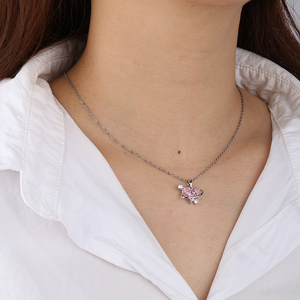 Mode Couple Collier Bijoux De Luxe Plaqué Or Coeur Pendentif Collier Rose <span class=keywords><strong>CZ</strong></span> Diamant Coeur Collier pour Femmes Cadeau - Product Image 3