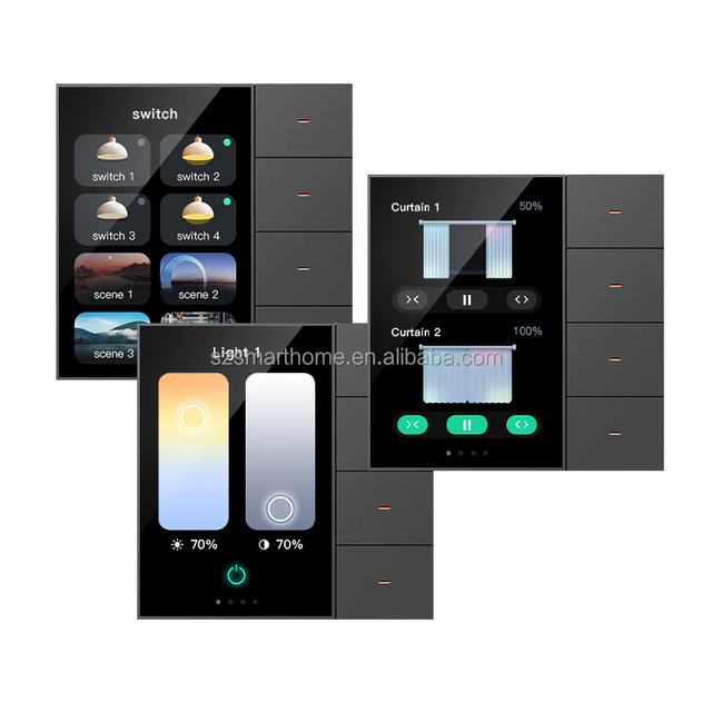 3.5 Inch Tuya Smart Wireless Zigbee 240V Wall Switch Multi-Function Switch Dimming 4-Way Relay Supports Smart Life New PC 10A UK