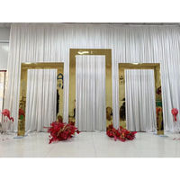 Arche de mariage 2D de luxe, toile de fond de scène, ensemble de 3 pièces, arche en acier inoxydable doré brillant pour la décoration de mariage