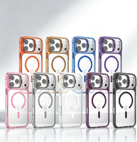 Coques de téléphone magnétiques transparentes en gros pour iPhone 18 17 Pro Max, coque anti-jaunissement avec béquille métallique pour appareil photo
