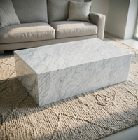 Table basse en marbre blanc de Carrare, meuble en pierre naturelle, table d'appoint pour canapé, décoration moderne pour la maison, sur mesure, Newstar
