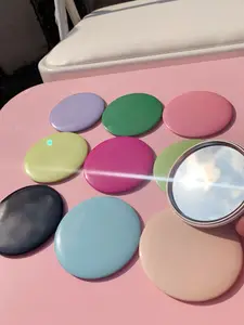 7cm Colorful Solid Color Metal Round Mirror For Women Girls Student Gift Portable Pocket Round Mirror