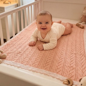 Coperta lavorata a maglia per bambini con motivo a pecorella super accogliente e carina, per bambini e neonati, SX - Product Image 5