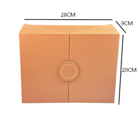 Boîte cadeau écologique à double porte personnalisée QingChuan, emballage de luxe pliable magnétique, gravure laser, boîte rigide orange pour cosmétiques