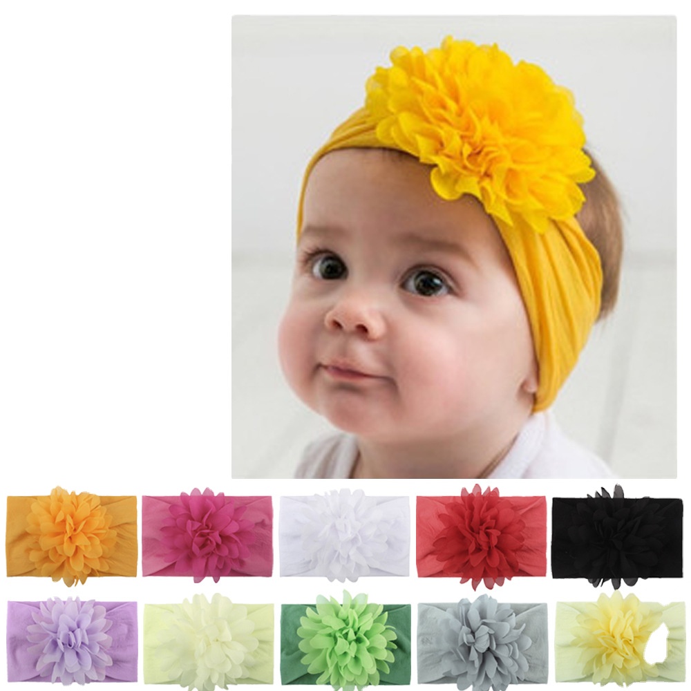 Newborn Infant Kids Baby Girls Cotton Blend Bow Hairband Flower Headband Sweet Turban Knot Head Wrap Headwear Hair Accessories