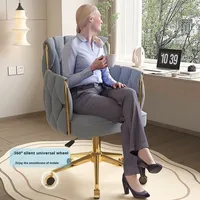 Chaise de maquillage longue avec roulettes, dossier, pour la maison, l'ordinateur, la chambre à coucher, les filles, le bureau, style luxe léger
