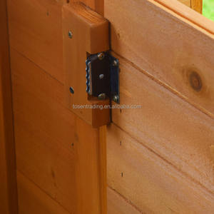 Casa de juegos infantil de madera natural, casita de madera para niños, cabaña exterior con jardineras. - Product Image 2