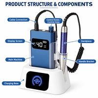 Yaqin 35000RPM Perceuse à ongles portable haute vitesse rechargeable avec support de charge, machine à ongles électrique