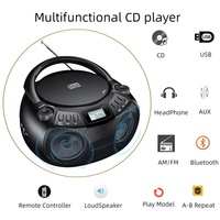Reproductor de CD Portátil Multifuncional, Radio, Altavoz Doble, Entrada de Audio Estéreo, USB, Potencia de Salida de 12 W con Pantalla, Altavoz Inalámbrico