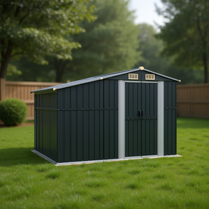 Caseta de jardín de acero galvanizado antracita 10x8 con solución de almacenamiento para uso en exteriores - Product Image 2