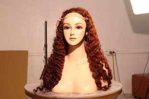 Bermese Curly Lace Front Wig - Chestnut Red 14 pulgadas-36 pulgadas 100% Cabello humano (cabello crudo) Super Double Drawn - Product Image 3
