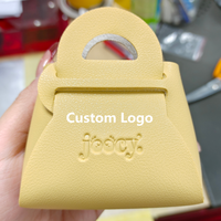 Mini sac porte-clés avec miroir fleuri et porte-monnaie, étui mignon en cuir pour écouteurs, accessoires cadeaux pour femmes et filles