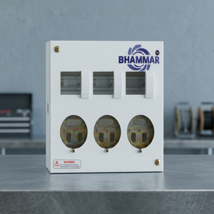 Caja de Distribución BHAMMAR de 3 Tomas + TPN MCB 30/3 AMP, 20A 120V IP54, Caja Metálica con Cerradura a Prueba de Manipulaciones para Interiores - Product Image 3