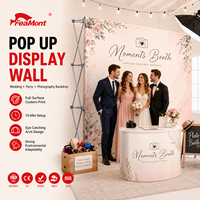 Mur de fond pliable FEAMONT sans plis pour photomaton et studio photo avec cadre en aluminium et surface en tissu lisse