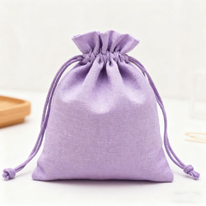 Pochette cadeau en coton et lin naturel recyclable et écologique avec cordon de serrage pour la présentation de bijoux - Product Image 5