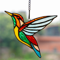 Cardinal Rouge Oiseau Suncatcher Fenêtre Tentures Vitrail Mémorial Cadeau Objets Décoratifs Amoureux Des Oiseaux Familles New Home Art