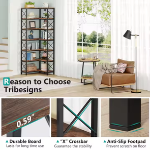 Scaffale ad angolo industriale grande libreria ad angolo alta 7 scaffali con struttura in metallo espositore per Home Office - Product Image 4