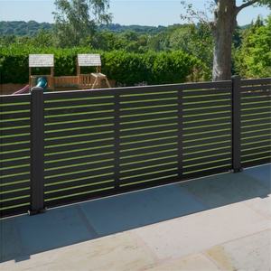 Panneaux de clôture en aluminium de sécurité modernes, revêtement en <span class=keywords><strong>poudre</strong></span> noire, hauteur de 6 pieds, design horizontal à lattes, clôture extérieure pour l'intimité, portail - Product Image 3