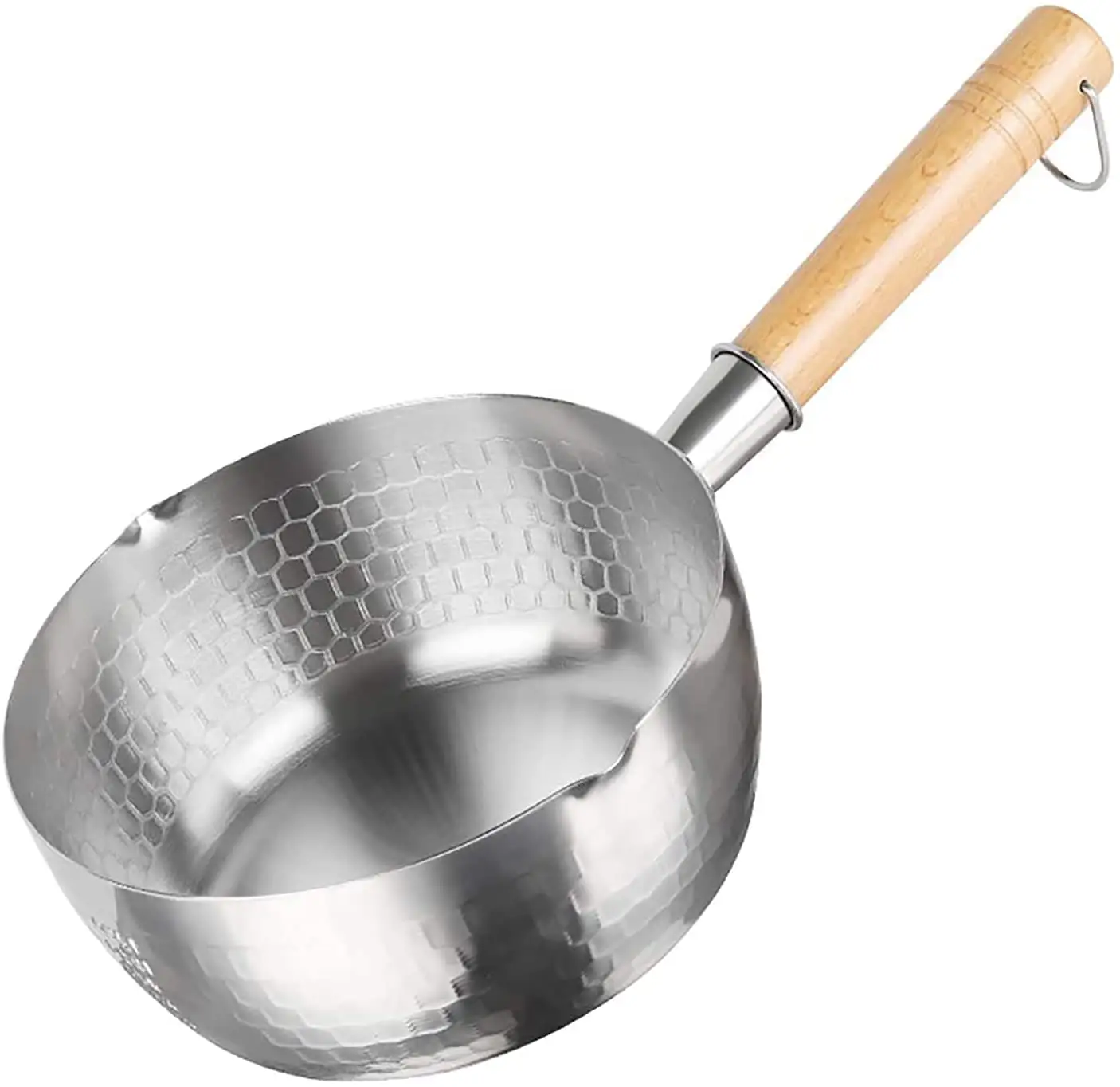 Panci Susu Yukihira, Panci Stainless Steel Multifungsi dengan Pegangan Kayu, 1 Quart, 6.3 Inci