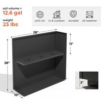 JH-Mech pour jardin, jardinière rectangulaire en métal noir durable de 28 pouces pour extérieur avec étagère insérée et trous de drainage