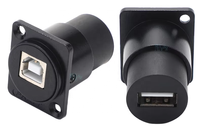 GIET Prise femelle USB-B industrielle en aluminium pour imprimante, coupleur de panneau rond USB traversant, montage sur châssis, scanner traversant