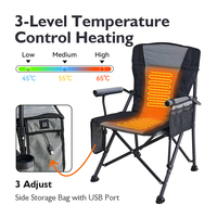 Chaises pliantes chauffantes d'extérieur de haute qualité OEM, chaise de pêche pliable avec fauteuil chauffant, chaise de camping chauffante