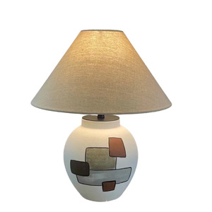 New Table Lamp - Ceramic <strong>Vase</strong> Design Vintage Style <strong>Lighting</strong> with Linen Fabric Lampshade Sustainable Lamps <strong>for</strong> Home Decoration - Product Image 4