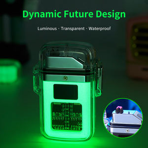Encendedor <span class=keywords><strong>de</strong></span> llama dual multiusos, encendedor eléctrico recargable por usb, resistente al agua, luminoso, transparente, novedad - Product Image 6