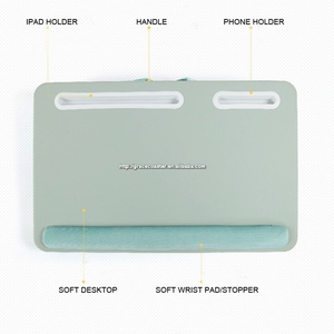 PU Leather <strong>Top</strong> Laptop Desk <strong>Lap</strong> Tray Wood Home Office Laptop <strong>Stand</strong> with Pillow Cushion for Bed Sofa for Writing and Drawing - Product Image 1