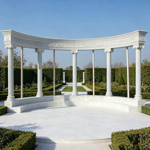 Pergola di Lusso in Marmo Bianco Curvato, Colonna Romana Intagliata a Mano, Corridoio in Pietra per Villa, Giardino, Matrimoni e Decorazioni Paesaggistiche - Product Image 1