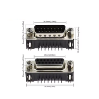 Connecteur D-SUB DR15/DB15 15 broches mâle/femelle pour circuit imprimé avec vis de serrage, angle droit, 2 rangées, adaptateur de prise/fiche, convertisseur 15P
