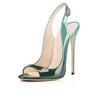 Sandalias de tacón alto para mujer, de charol, con degradado de color, zapatos de vestir, slingbacks con correa de hebilla, destalonados, de punta abierta, tacón de aguja - Product Image 4